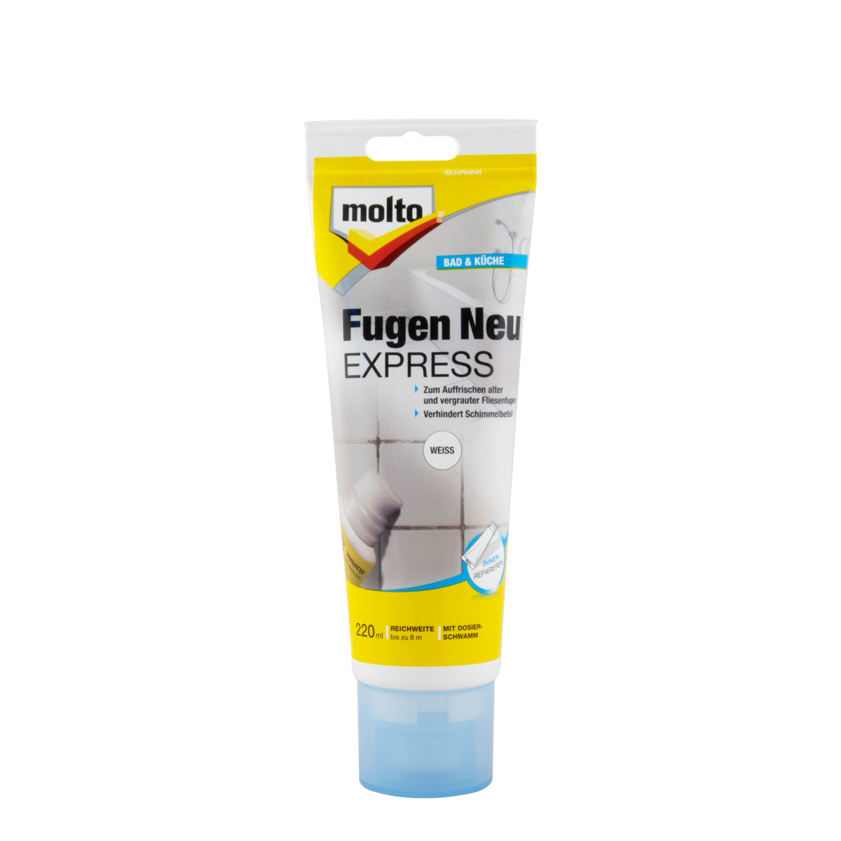 Molto Fugen Neu Express mit Dosierschwamm 220ml weiß, Fugenfarbe