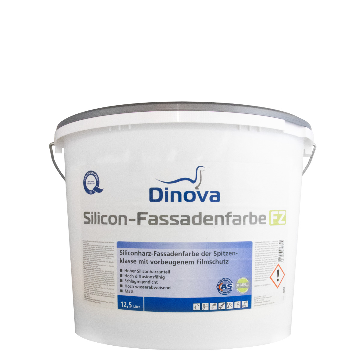 Dinova Silicon-Fassadenfarbe FZ 12,5L weiss, Silikonharz Fassadenfarbe