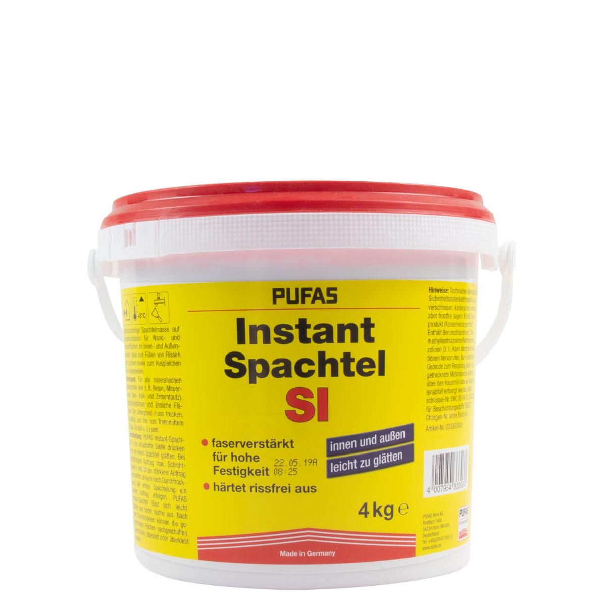 Pufas Instant-Spachtel SI 1kg Schnellspachtel, Spachtelmasse, Wandspachtel