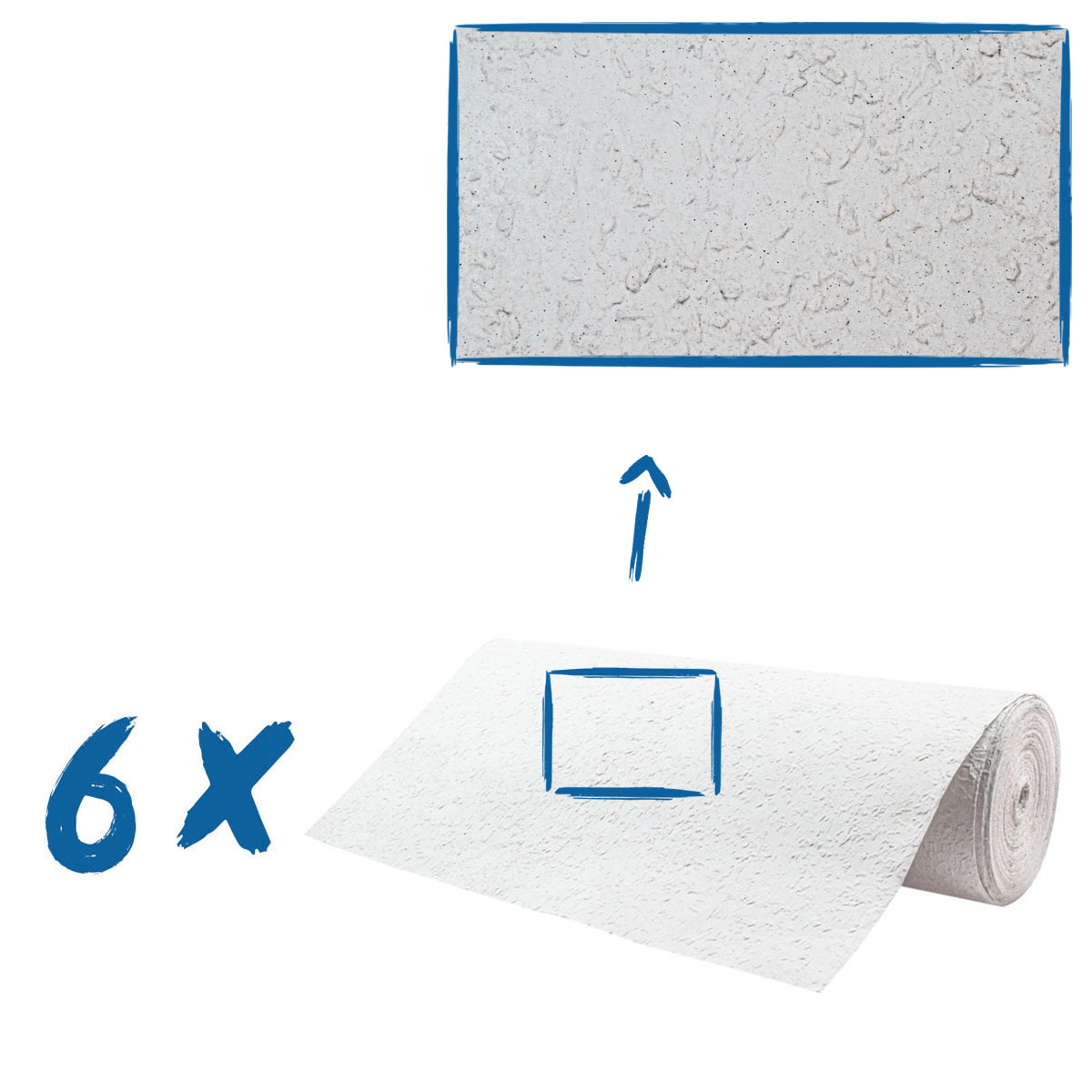 6x Erfurt Rauhfaser 52 Pro Grob Rolle weiß 33,5 x 0,53m, Rauhfasertapete