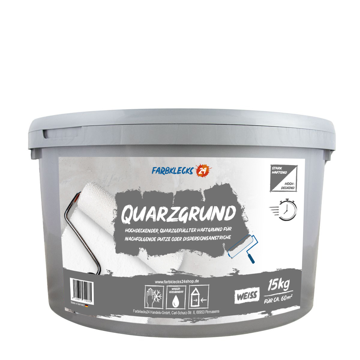 Farbklecks24 Quarzgrund 15kg, Putzgrund fein, Haftgrund Putz, Grundierung