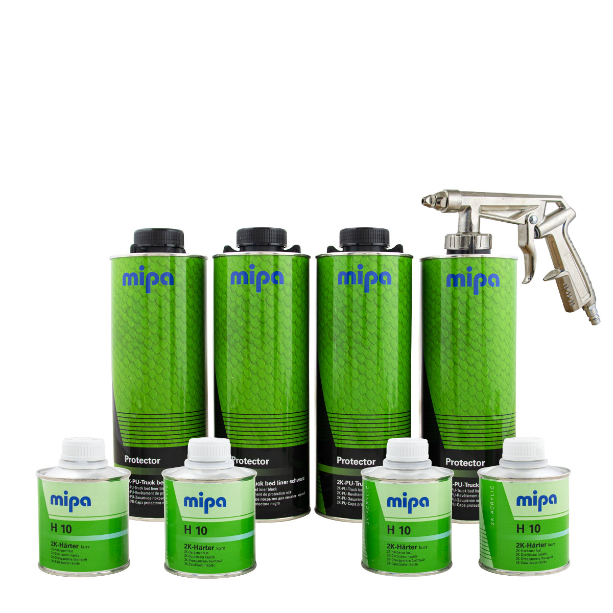 Mipa Protector Set schwarz, 2K-PU Transportflächen-Beschichtung inkl. UBS-Pistole