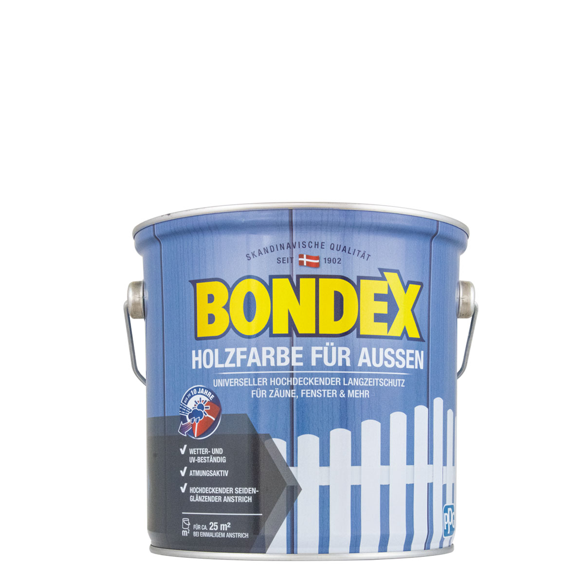 Bondex Holzfarbe für Aussen 2,5L weiss, seidenglänzende Wetterschutzfarbe