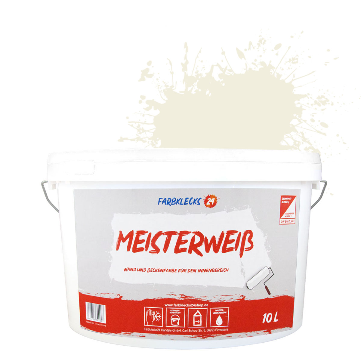 Farbklecks24 Meisterweiß Color Wandfarbe Beige 1-0 2,5L Innenfarbe, hohe Deckkraft