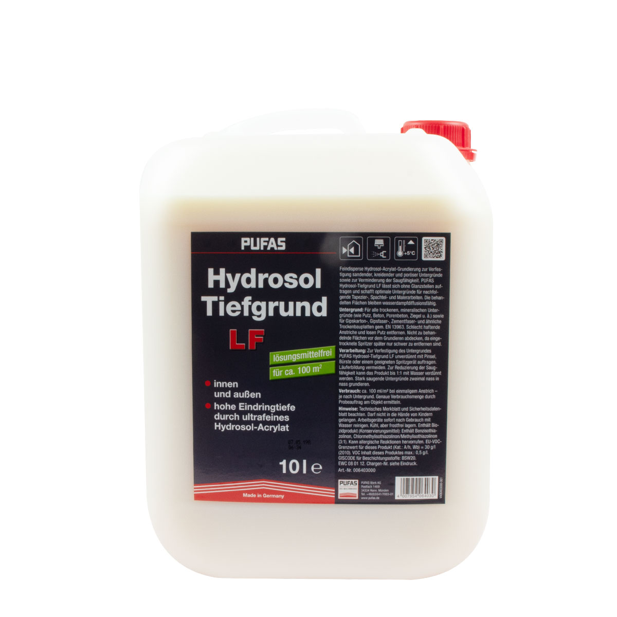 Pufas Hydrosol-Tiefgrund 5L LF, Grundierung, Tiefengrund