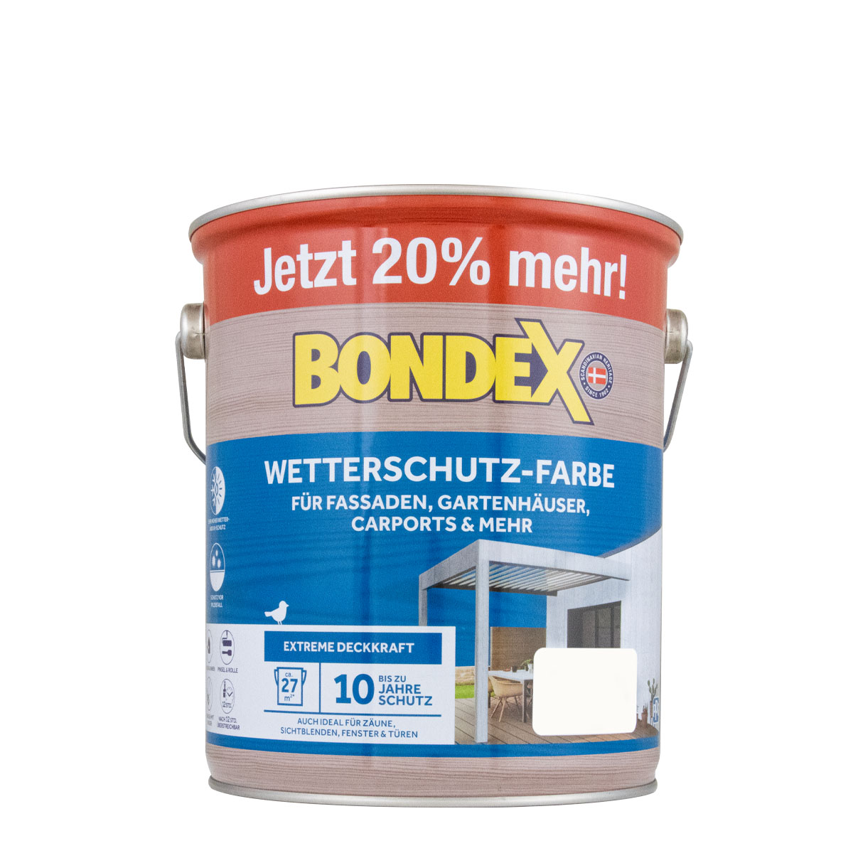 Bondex Wetterschutz-Farbe 750ml weiss, deckende Holzfarbe, Holzschutzfarbe