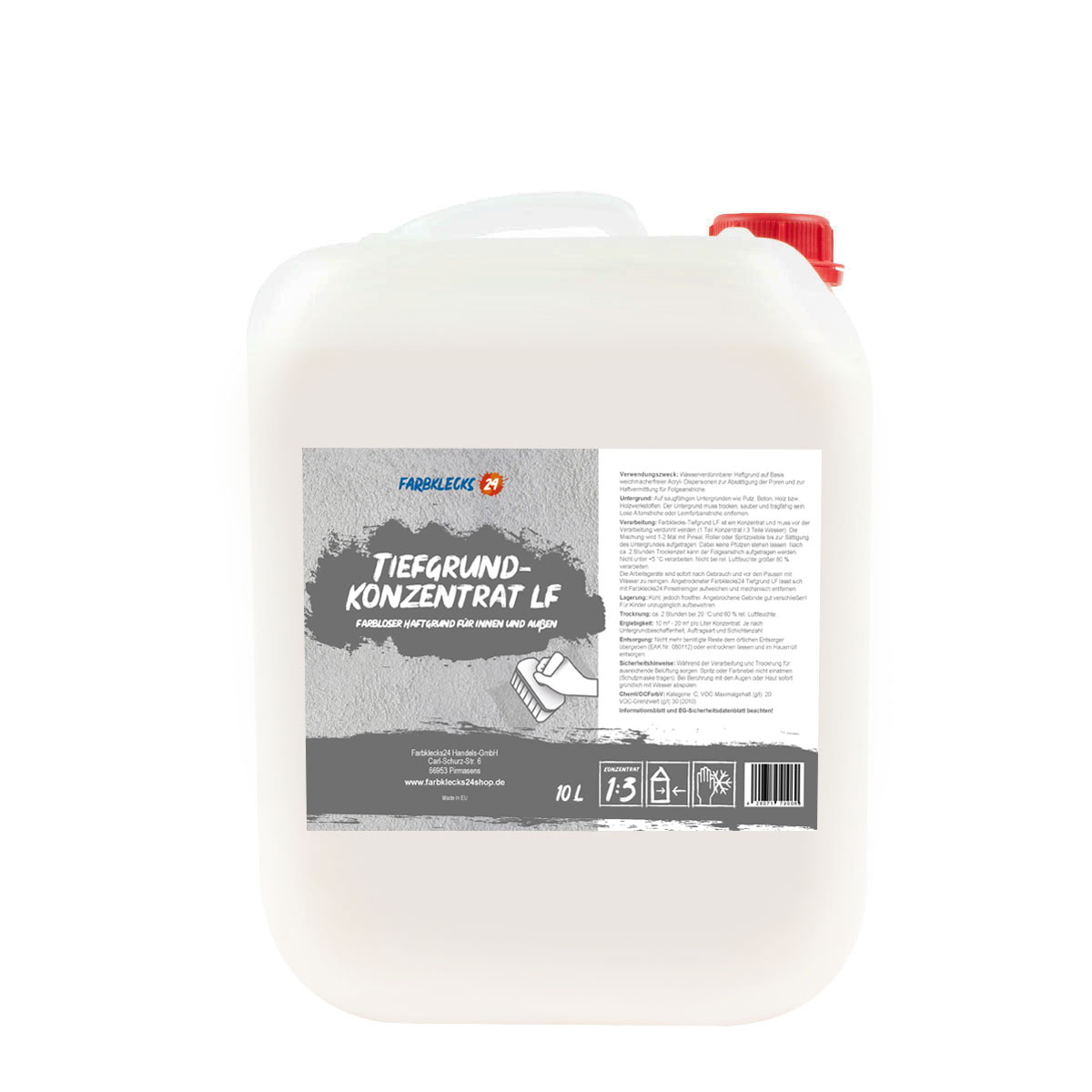 Farbklecks24 Tiefgrund Konzentrat 10L, farbloser Tiefengrund, Grundierung für Innen und Außen