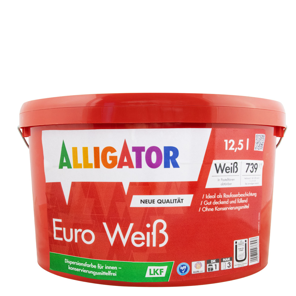 Alligator Euro Weiß LkF 12,5L weiss, Wandfarbe, Dispersionsfarbe, stumpfmatt