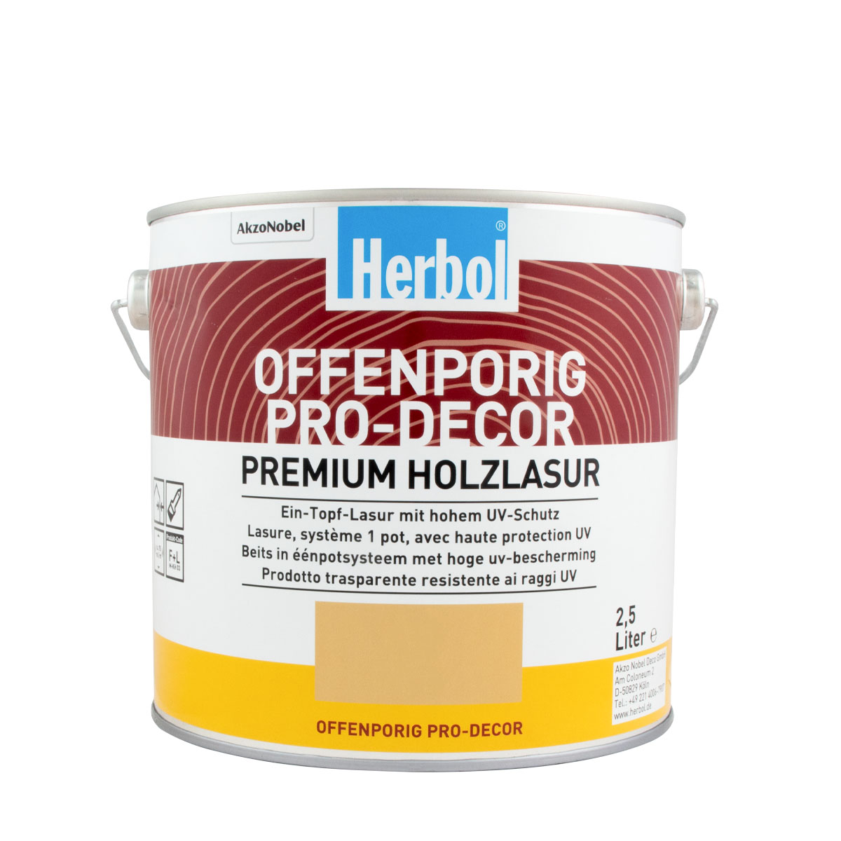 Herbol Offenporig Pro-Decor 2,5L 0301 weiß, seidenglänzende Holzlasur