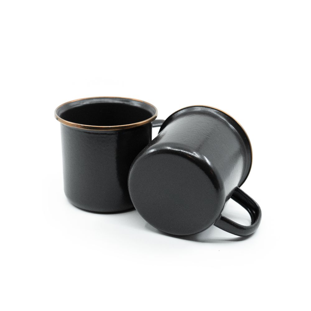 Espressotasse Emaille 2-er Set / schwarz