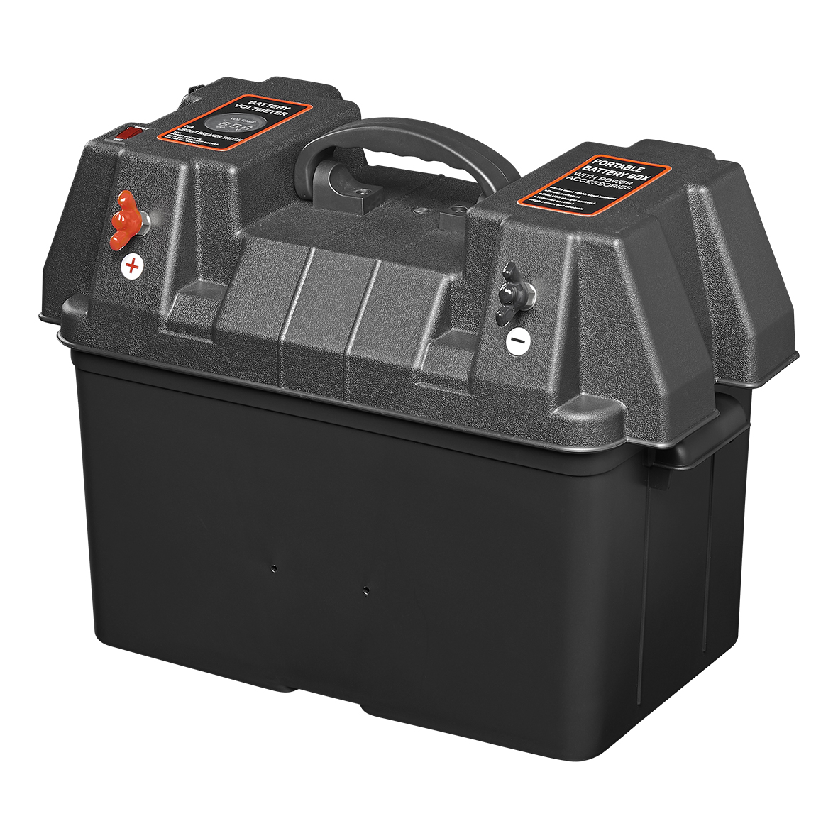 Batteriebox mit 2x USB 2x 12V Steckdose - Voltmeter
