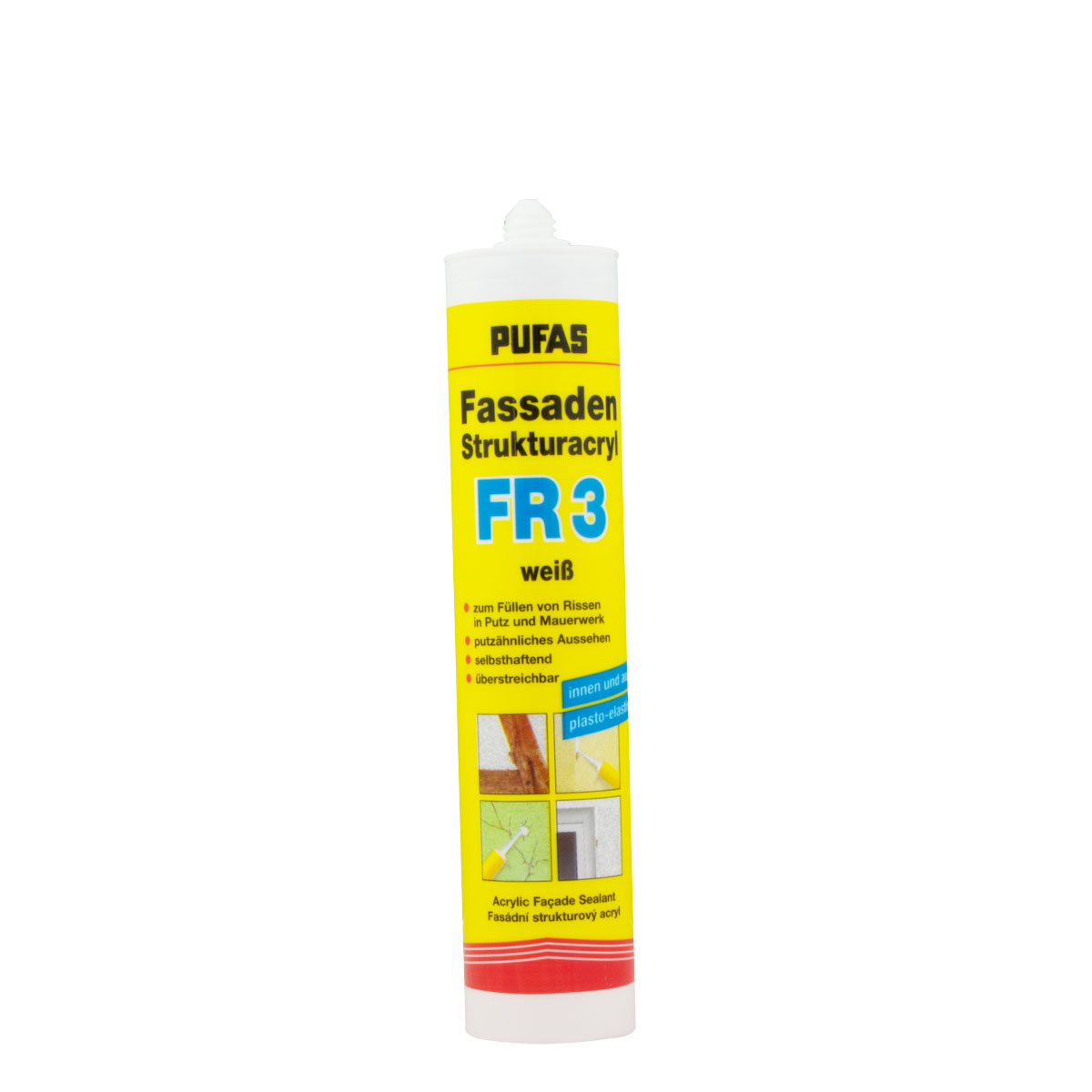 Pufas Fassaden Strukturacryl FR3 310ml weiss, Maleracryl, Fassadenacryl
