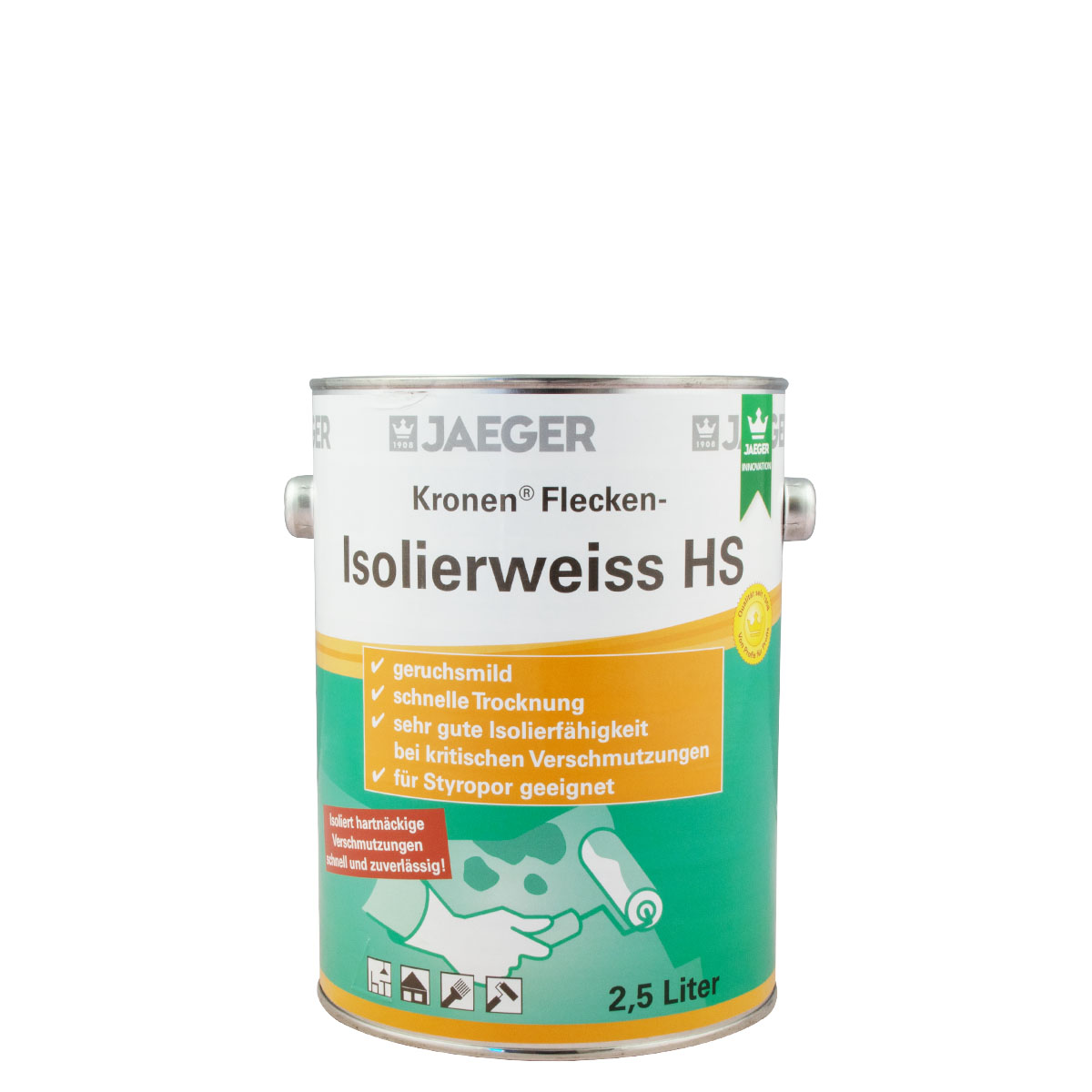 Jaeger Kronen Flecken-Isolierweiss HS 123 weiss 2,5L, Isolierfarbe, Nikotinfarbe, Sperrgrund