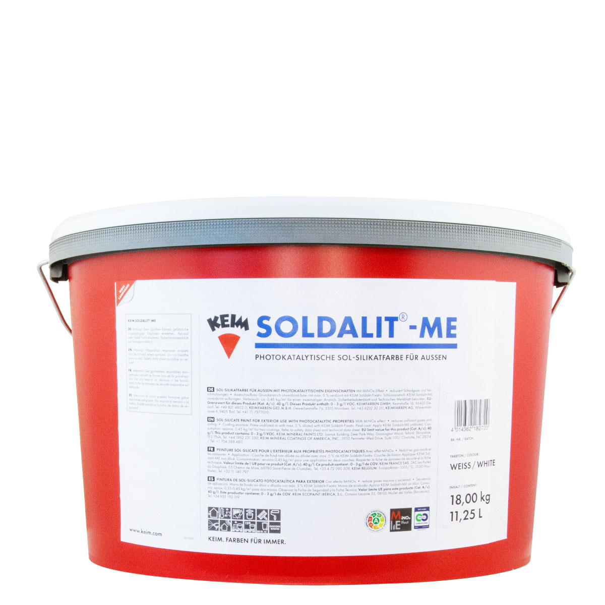 Keim Soldalit-ME 18kg weiß, photokatalytische Silikat Fassadenfarbe, Sol Silikatfarbe